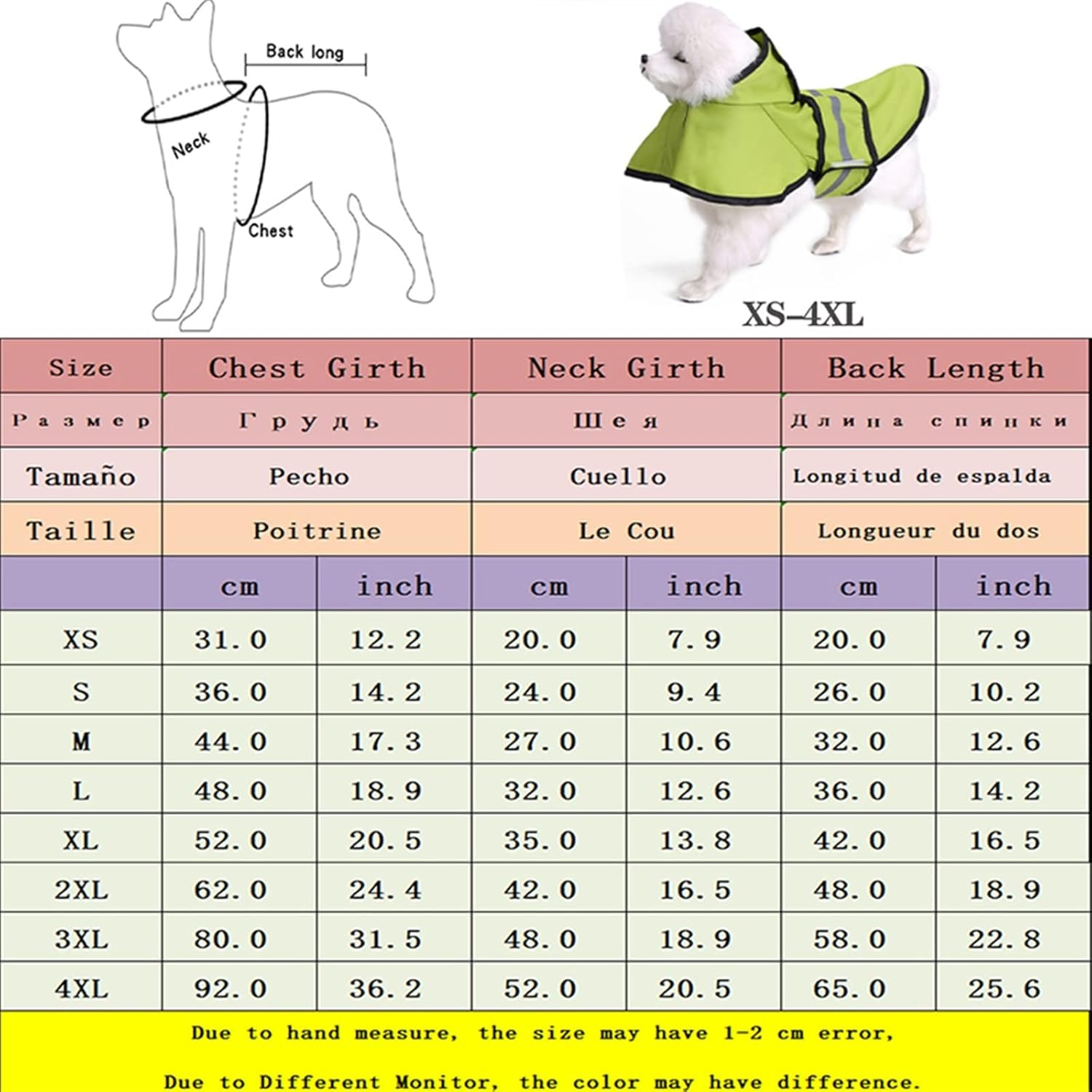 Dog Raincoats Large Dogs Raincoat Reflective Dog Raincape for Puppy Golden Retriever Rain Coat Labrador Poncho Waterproof Pet Dog Clothes (Color : Yellow, Size : Large)