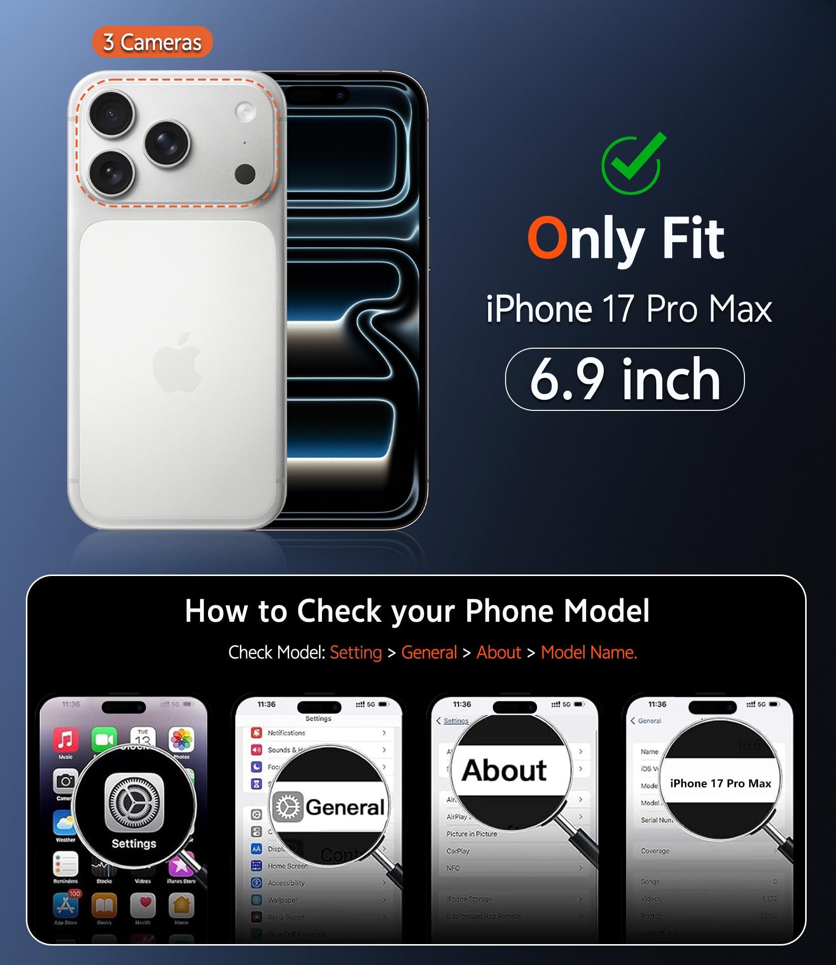 FNTCASE for iPhone 17 Pro-Max Case: Clear Magnetic Phone Cases