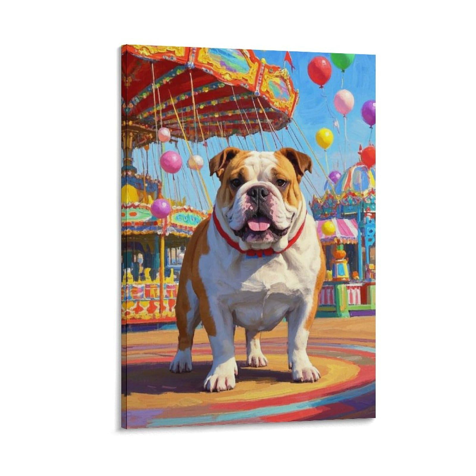 Bull-dog Murale Image Sur Toile Premium 50x75cm pour Décoration - 6