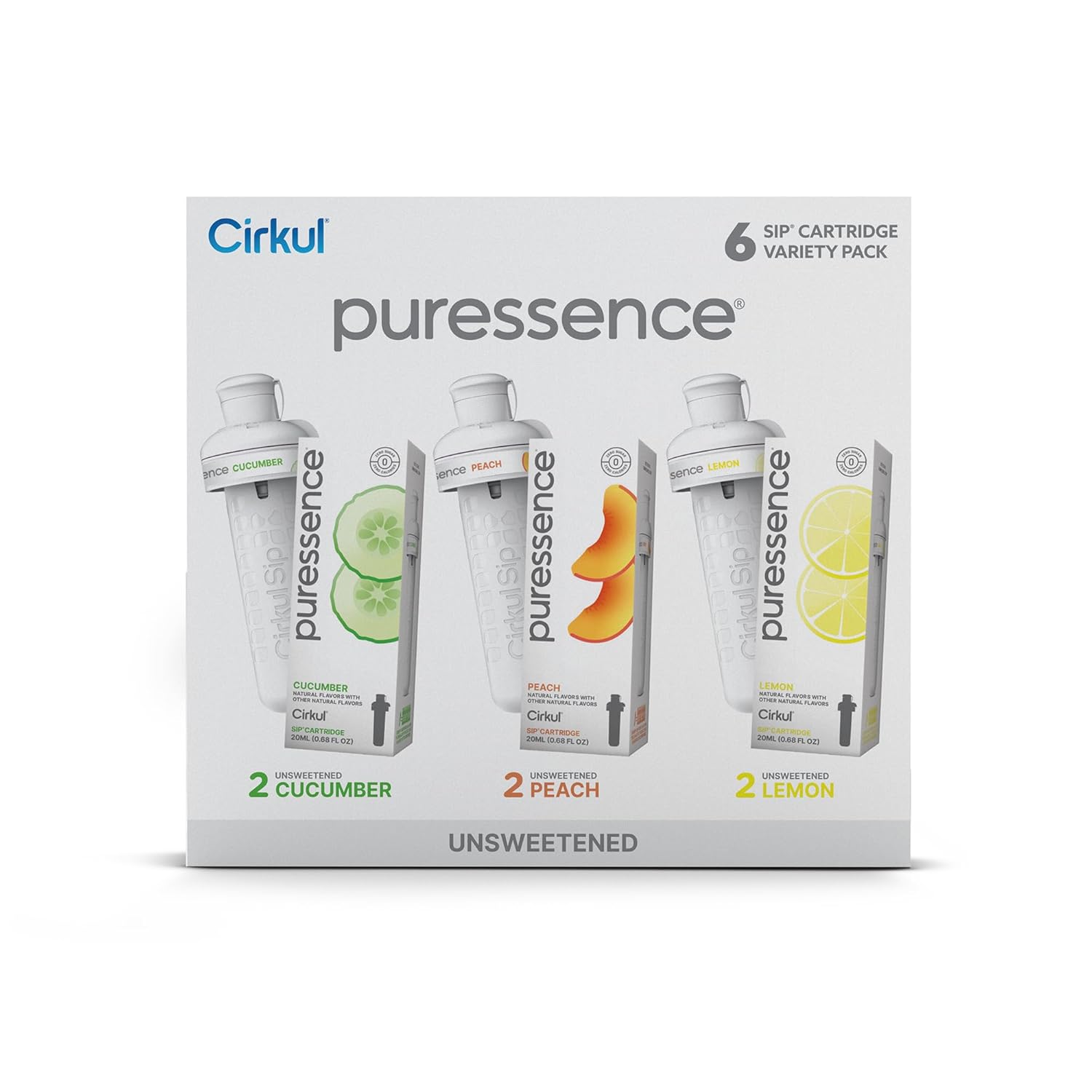 Cirkul Puressence Unsweetened Flavor Water Variety Pack, Makes 36 Drinks, No Sugar, Zero Calorie Drink Mix, (2 Cucumber, 2 Peach, 2 Lemon) - Image 9