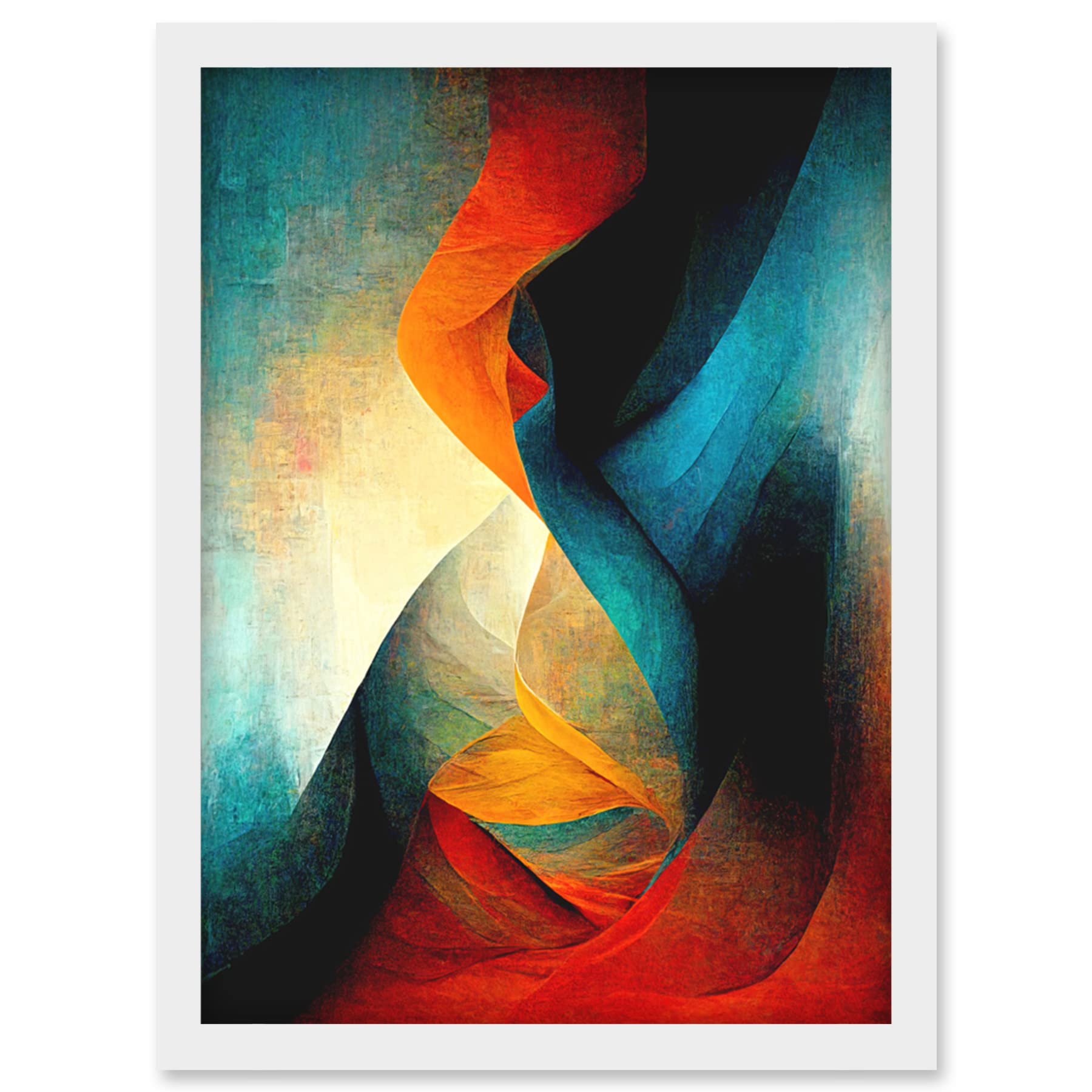 Acrylic Painting Framed Wall Art Print - Organic Red Blue Orange Artwork - Modern Abstract Art - A4 Size - Artery8