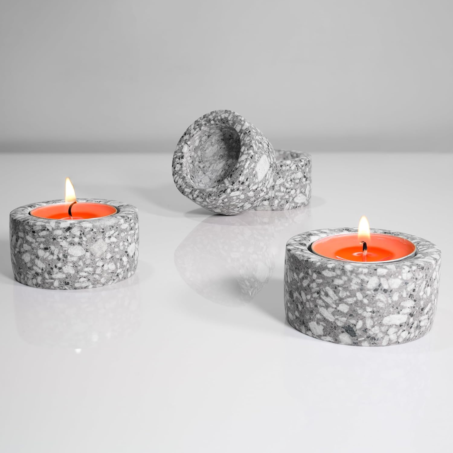 Natural Maifanite Stone Tea Light Candle Holder (Set of 4)