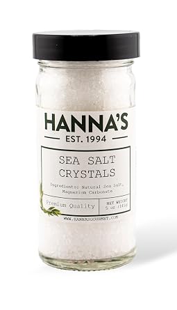 Hannas Sea Salt Crystals, Gourmet Salt, premium Quality, 4 fl oz Glass Jar