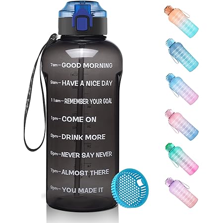 2,5 Liter Trinkflasche Mit Früchtebehälter – Auslaufsicher, BPA-frei, Spülmaschinenfest, Mit Zeitmarkierung