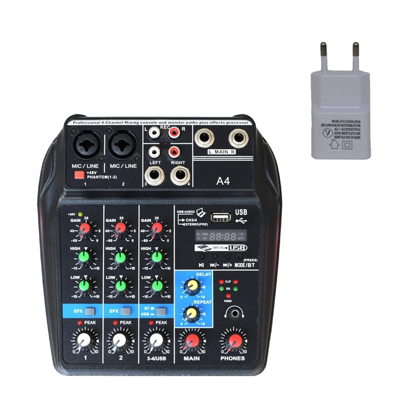 Buy Audio mixer A4 Sound Mixing Console Bluetooth USB Record Computer