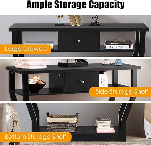 Miniatura 5 de Giantex Mesa consola moderna de fácil montaje con cajón de almacenamiento y estante inferior, muebles multifuncionales para el hogar, pasillo, sala