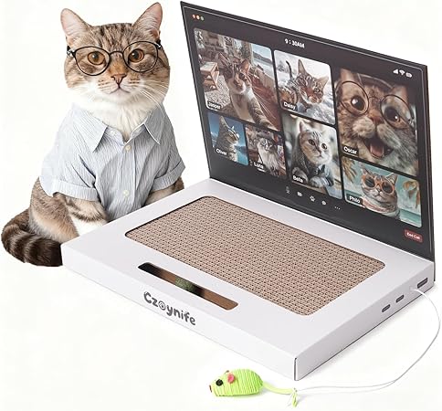 Cat Laptop Scratcher, Cat Scratcher Cardboard, Interactive Toys, Kitten Supplies and Stuff for Indoor Cats