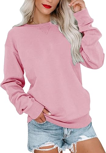 Orchidays Sudaderas de cuello redondo para mujer, casuales, de manga larga, lindas, estilo túnica, sueltas, con botones