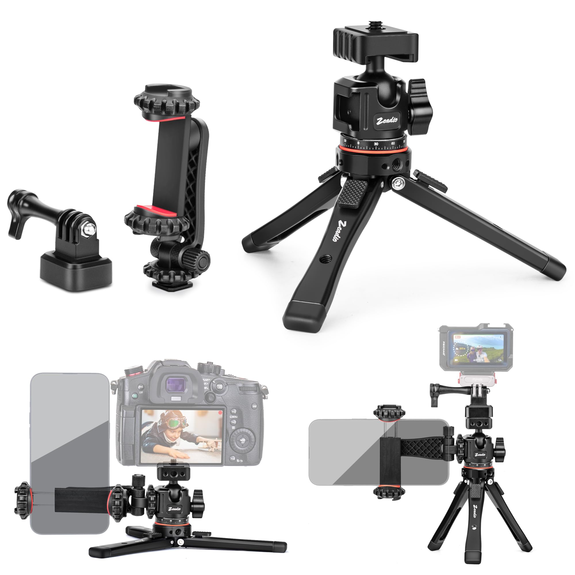 tripod per smartphone e camere in metallo con adaptatore