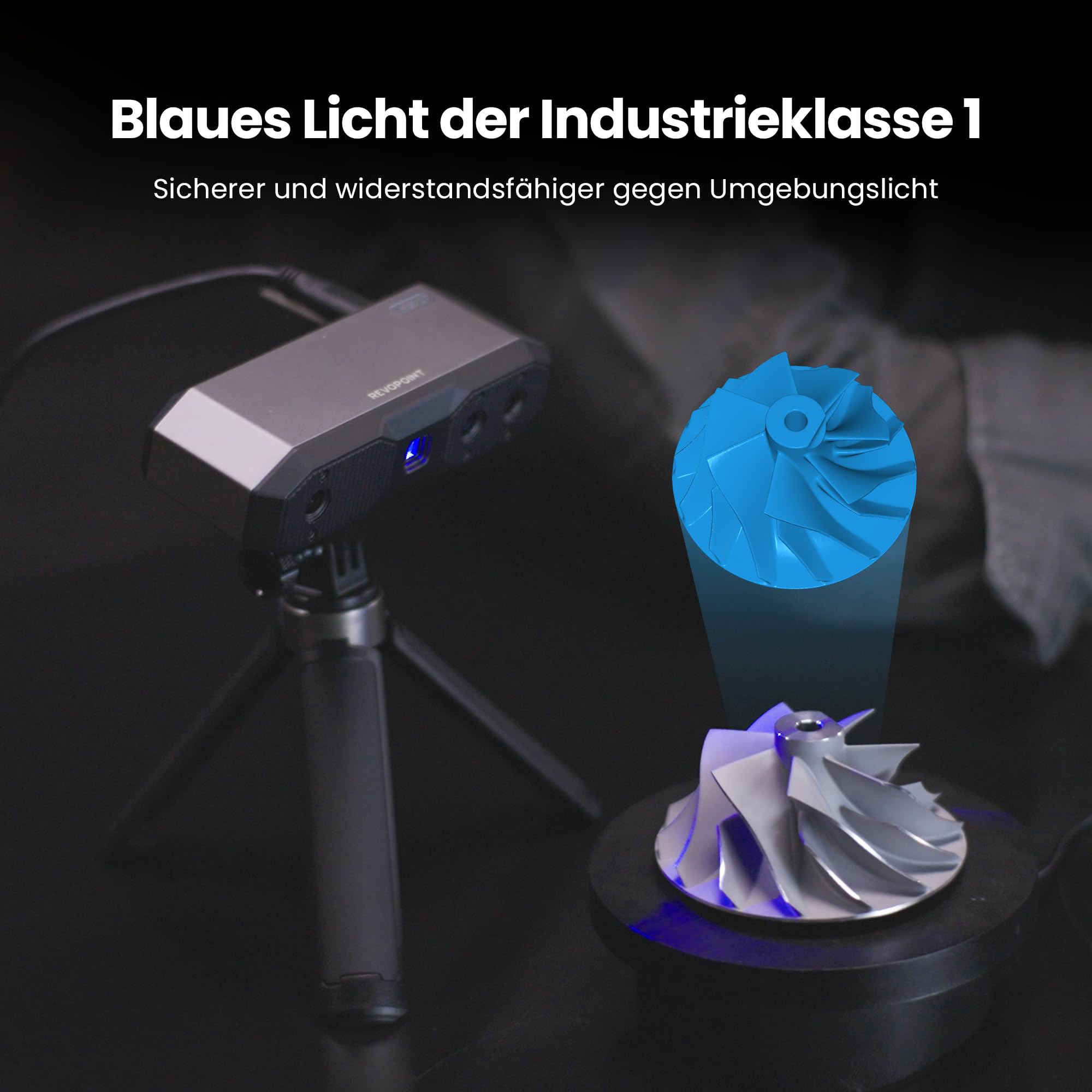 Revopoint MINI 2 Handheld 3D Scanner für 3D Druck, 0.02mm Präzision, 16 fps schnelles Scannen, Industrielles Blaulicht, Portabler Farb-3D-Modellscanner für Dental, Schmuck & kleine Objekte, Advanced