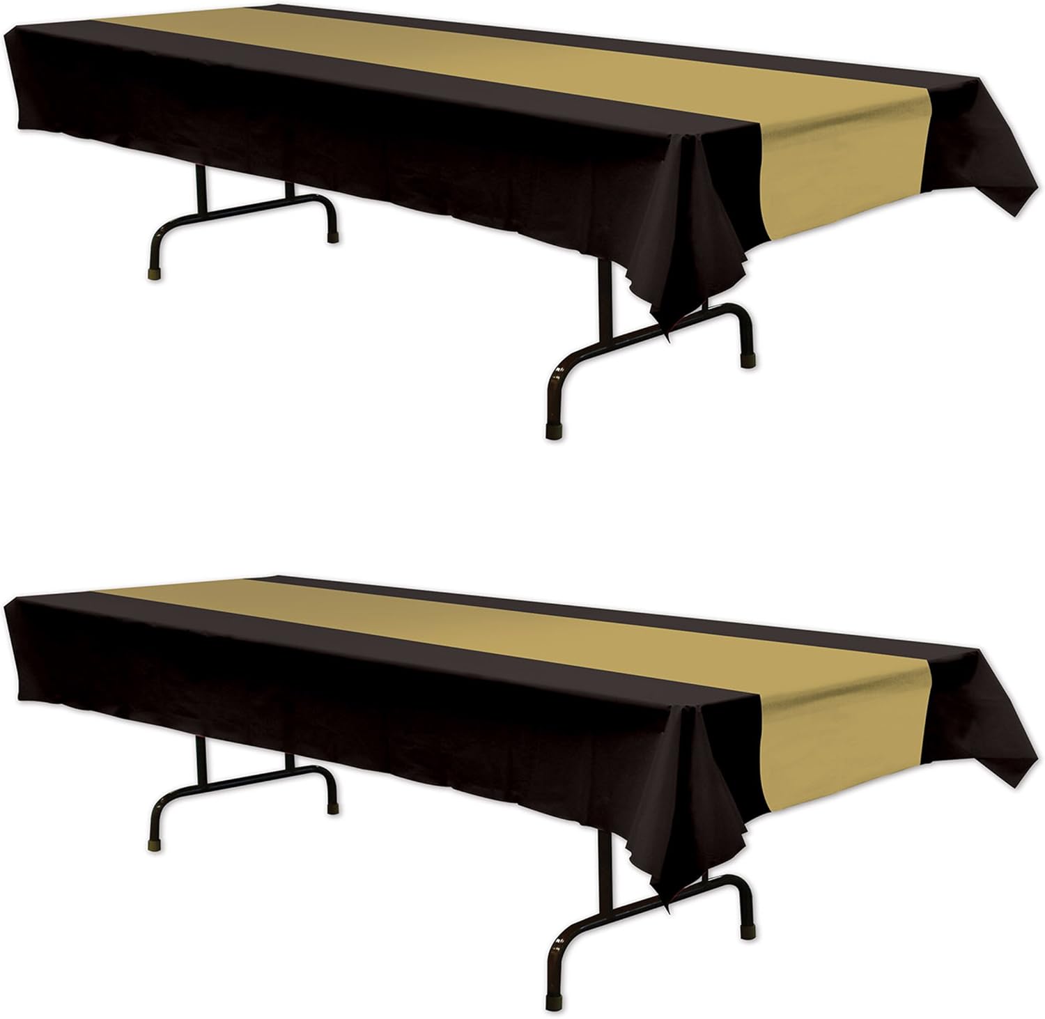Beistle Black & Gold Tablecover 2 Piece, Black/Gold, 54" x 108" : Home & Kitchen