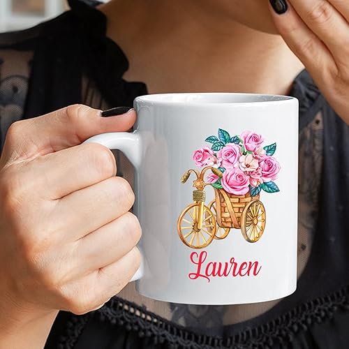 Miniatura 3 de Taza de cerámica de flores personalizada, taza de cerámica rosa, regalo de un compañero de trabajo, regalo floral para mujeres y niñas, taza de flor