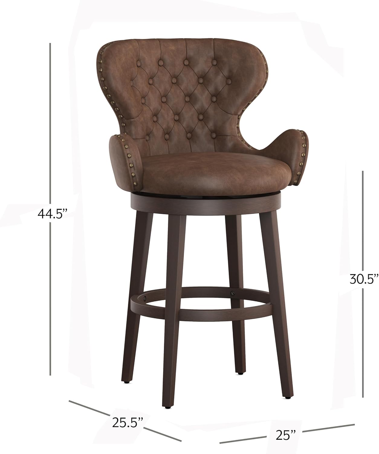 Hillsdale Mid-City Upholstered Wood Swivel Bar Height Stool, Chocolate