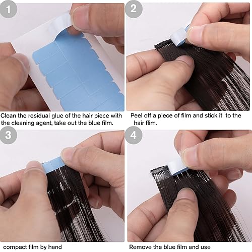 Miniatura 4 de 120 pestañas para extensiones de cabello, cinta adhesiva de repuesto de doble cara para extensiones de cabello, suministros de pelucas (blanco)