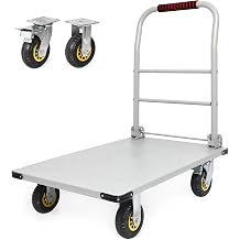 2000 LBS Heavy Duty Platform Truck, Foldable Push Cart Dolly with 360 Swivel Wheels & Brakes, Reinforced Steel Flatbed Cart, Folding Hand Truck for Warehouse, Moving, Industrial 36" x 24"