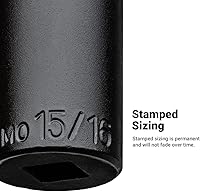 Vista 6 de Capri Tools Dado de impacto poco profundo de 1 pulgada, accionamiento de 1/2 pulgada, 6 puntos, SAE