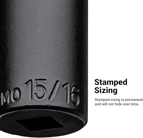 Miniatura 6 de Capri Tools Zócalo de impacto poco profundo de 1516 pulgadas, accionamiento de 12 pulgada, 6 puntos, SAE (CP55060)