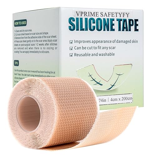 Cinta de silicona para cicatrices, hojas de silicona para cicatrices quirúrgicas (rollo de 1.6 x 80 pulgadas - 6.6 ft), cinta médica para cicatrices