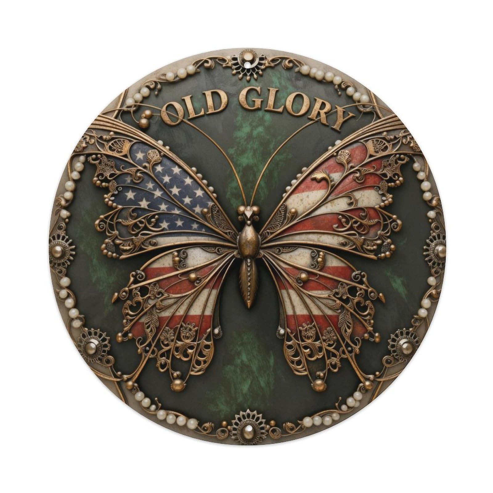 Old Glory USA Patriotic Sign Metal Tin Sign Plaque