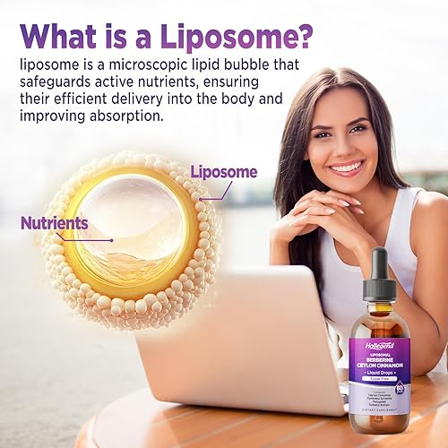 Miniatura 5 de Gotas de berberina líquida liposomal sin azúcar, extracto de berberina con suplemento de canela de Ceilán para adultos, apoyo inmunológico y
