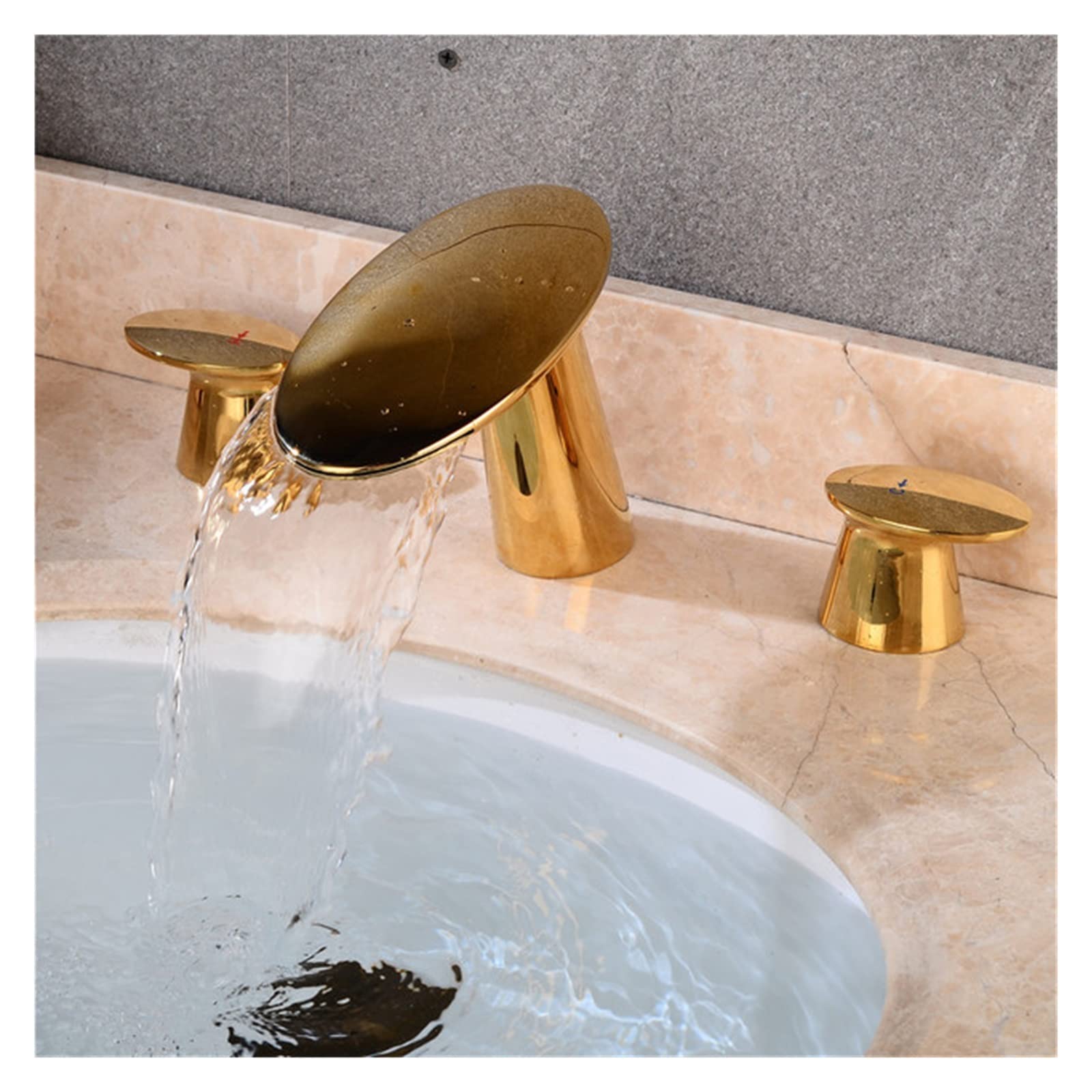 Robinet de lavabo en or brossé 3 trous pour évier mélangeur de salle de bain