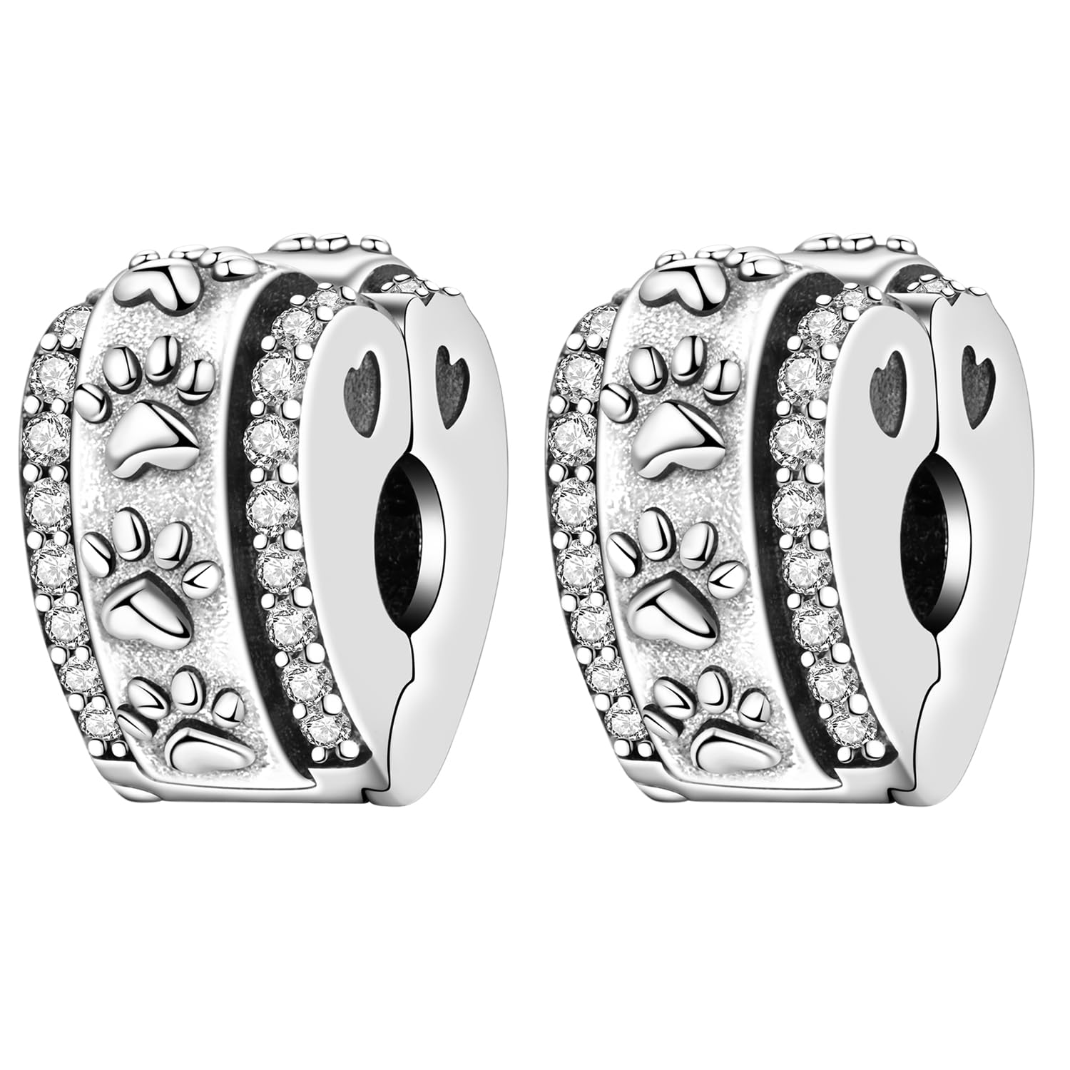 Spacer Beads/Stopper Perles pour bracelets et colliers en argent sterling 925 | Zircon lisse et pavé (blanc, bleu, plaqué or 18 carats) | Breloques séparateurs antidérapantes