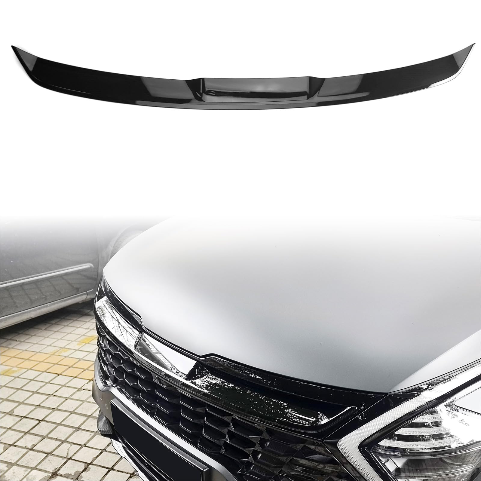 YOUTOOCAR Hood Grille Trim Cover Front Upper Grill Decoration Compatible with Kia Sportage 2023-2025 Accessories (Glossy Black)