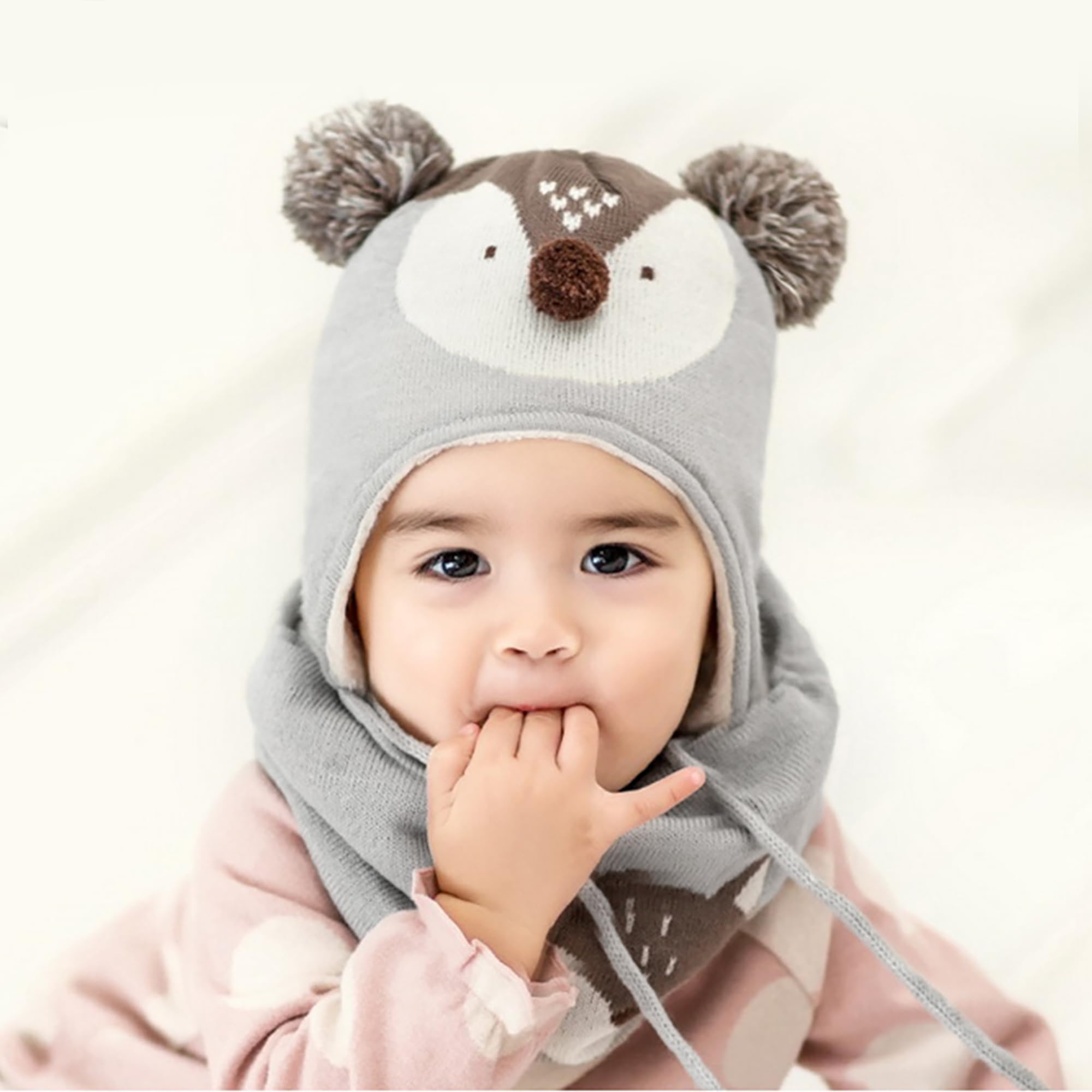 Bambini Ragazzi Cappello Sciarpe Guanti Set Ragazze Cappello Autunno Invernale Primavera Cappelli Caldo Carina Piccolo Volpe Beanie Berretto Bambino Infantili del Cappello 1-6 Anni