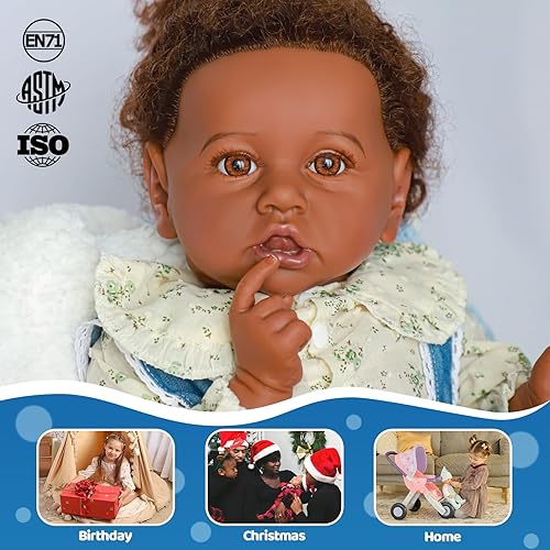 Miniatura 3 de SCOM Muñecas realistas de bebé Reborn  Saskia - Muñecas de bebé realistas de 23 pulgadas para niñas pequeñas americanas africanas negras, cuerpo de