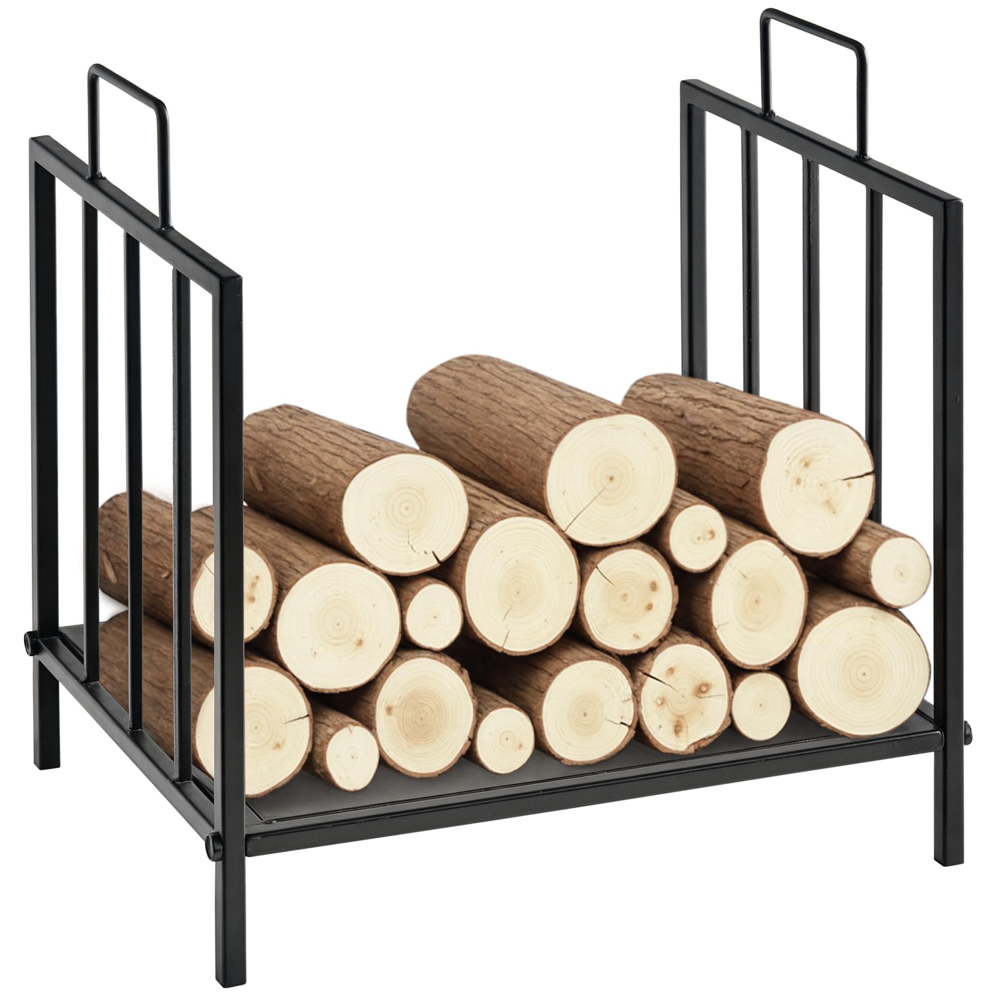 Outsunny Portalegna per Interno ed Esterno con 2 Maniglie, Portalegna per Camino in Metallo, 44.5x33x46.5 cm, Nero