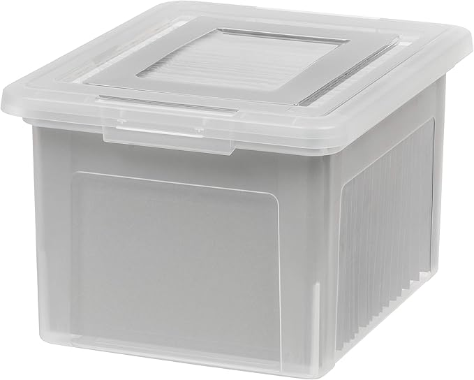 IRIS USA File Box, Plastic File Boxes With Lids, Document