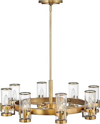 Hinkley Reeve Eight Light Chandelier, Heritage Brass w/Clear Glass