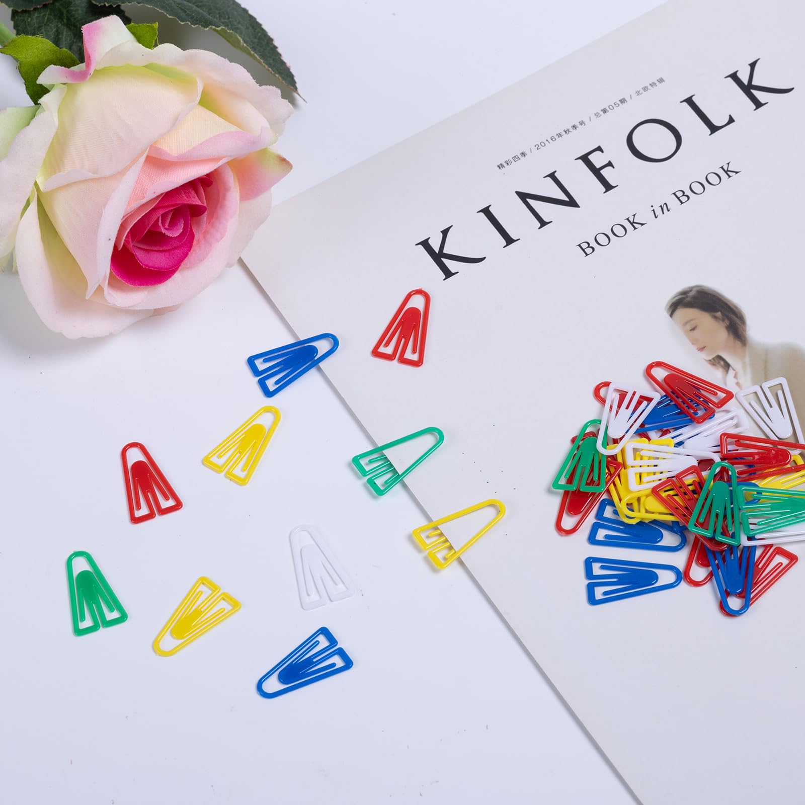 50 Stück Kunststoff-Büroklammern, Lesezeichen, farbige dreieckige Büroklammer für Scrapbooking, dekorative Memo-Clips, Seitenmarkierung, Dokumente, Organisation