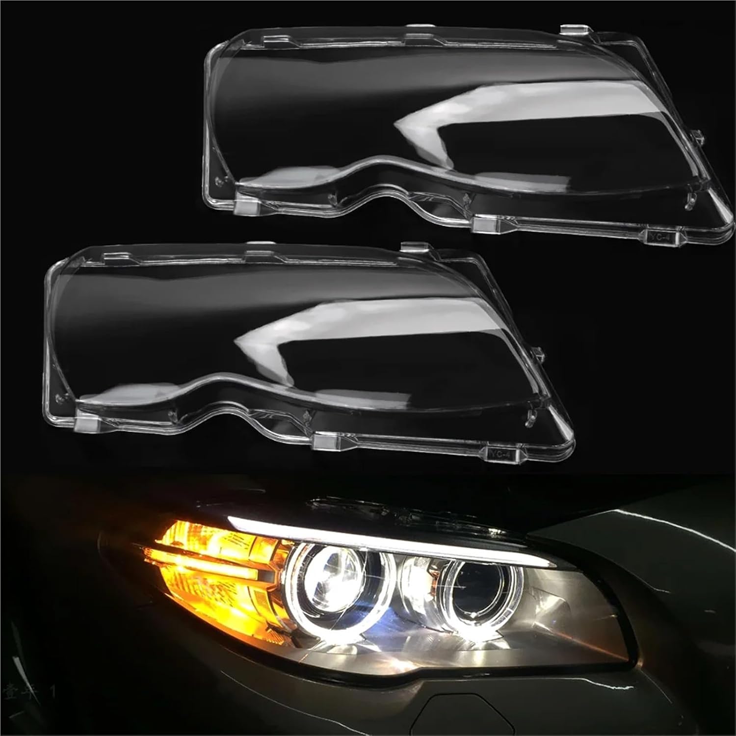 Compatible for BMW E46 Serie 3 4Door 2002-2005 Car Headlight Covers Lampshade Headlamp Shell Guards Housing Automobile Accessories(Right)