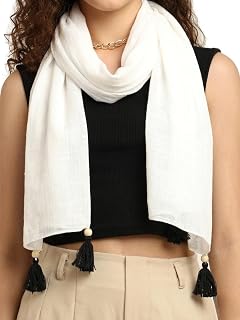 KE KANHA EXPORTS Cotton Scarf|Scarf for Women|Cotton Stole|Soft Beach Wrap|Tassel Design|Easily fits 180 * 50cm Price In India