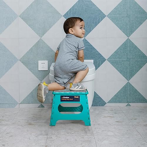 Miniatura 6 de Flottian Taburete plegable de 11 pulgadas para adultos y niños con capacidad para hasta 300 libras, taburetes plegables antideslizantes con mango