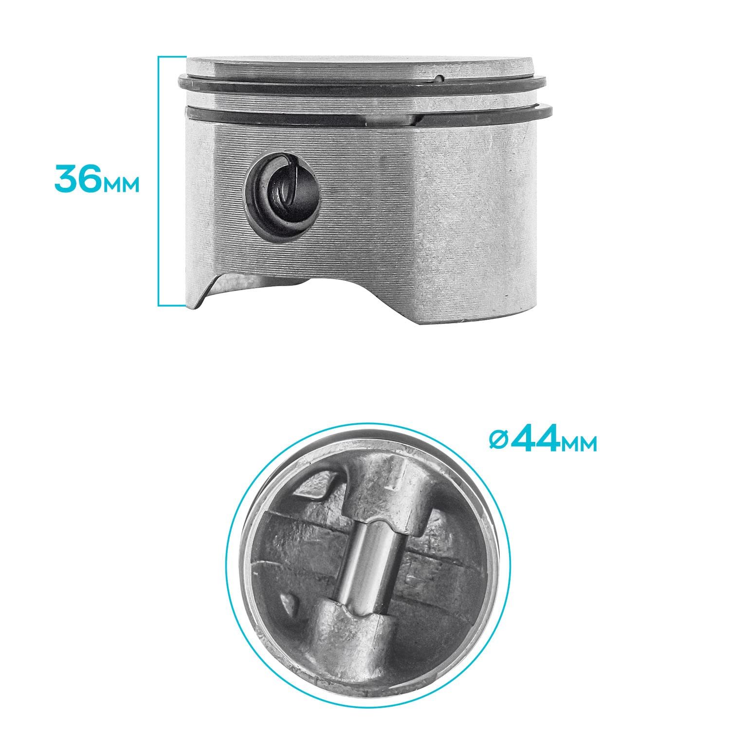 Grupo térmico para motoazada de 52 cc, repuesto compatible con cilindro + pistón para motores de 2 tiempos de 52 cc