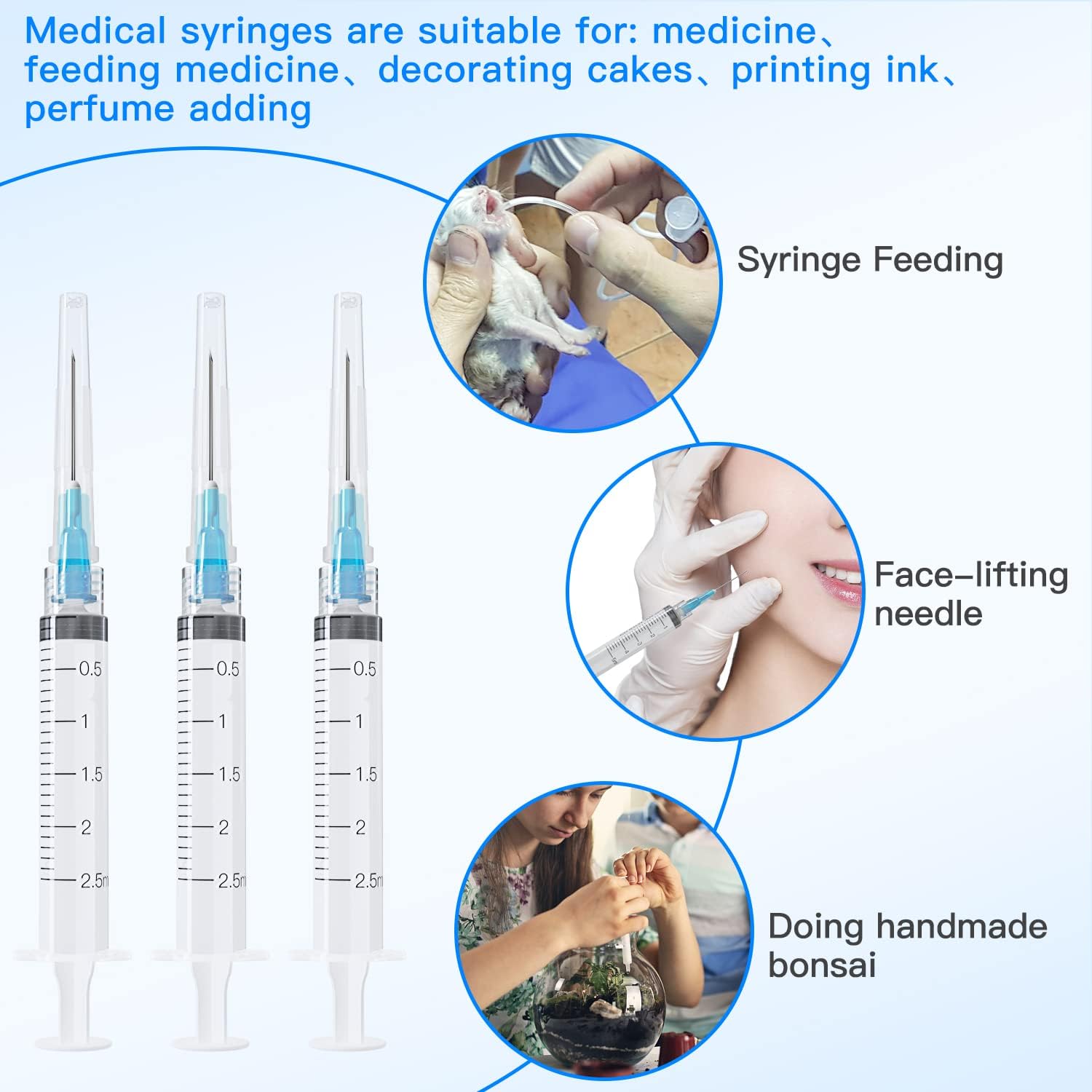 2ML Disposable syringe with Needle, Individually Wrapped (23Ga 25mm/1.0inch, Pack of 20)