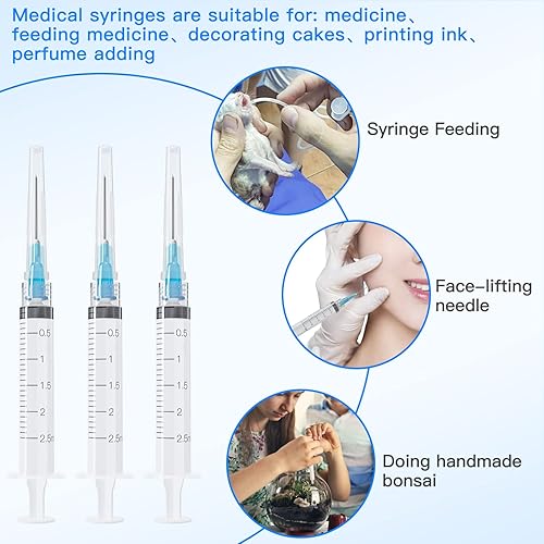 Miniatura 23 de Jeringa desechable de 0.1 fl oz con aguja, envuelta individualmente (23Ga 0.984 in/1.0 pulgadas, paquete de 20)