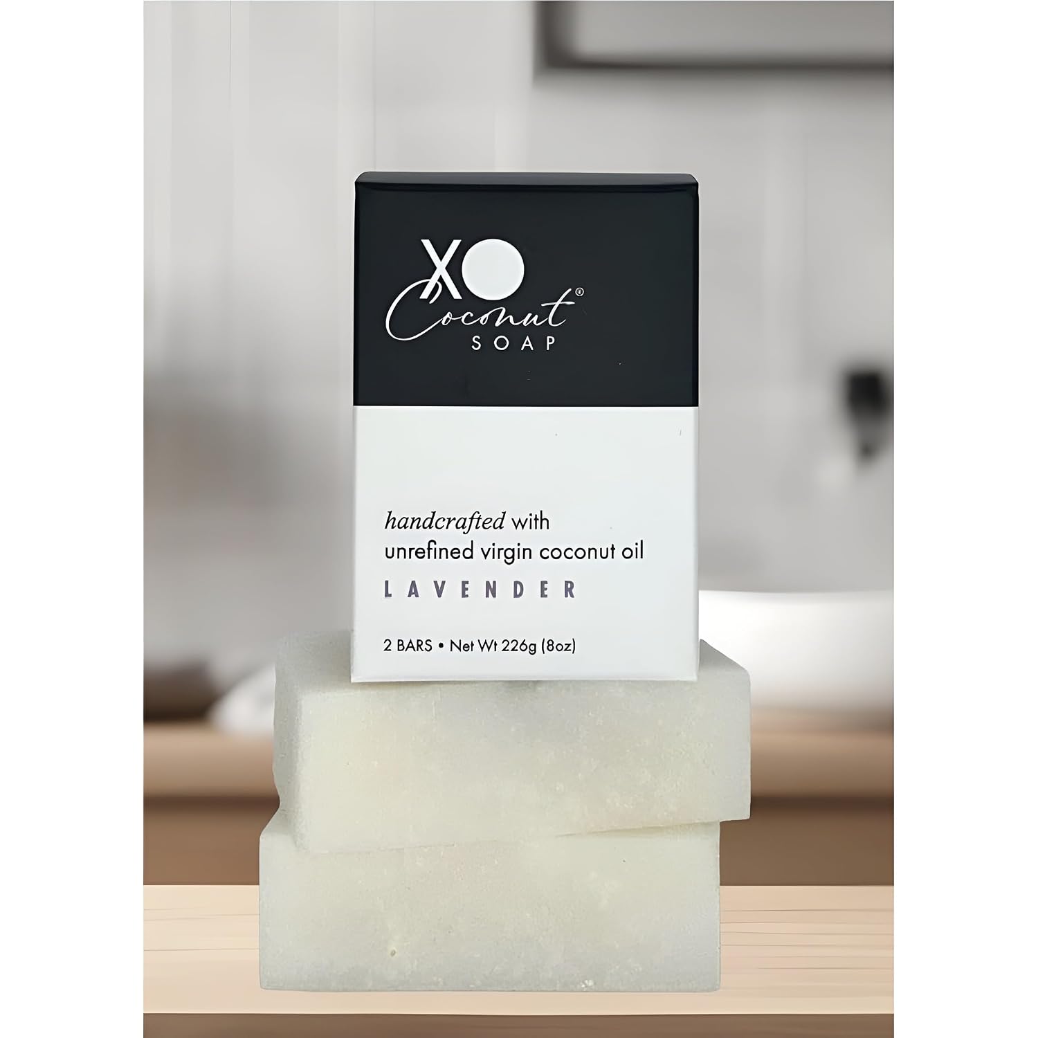 Coconut Oil Bar Soap Handcrafted Organic Natural Face Body Hands Vegan Scented Lavender Essential Oil - 2 Bars, 4oz Each