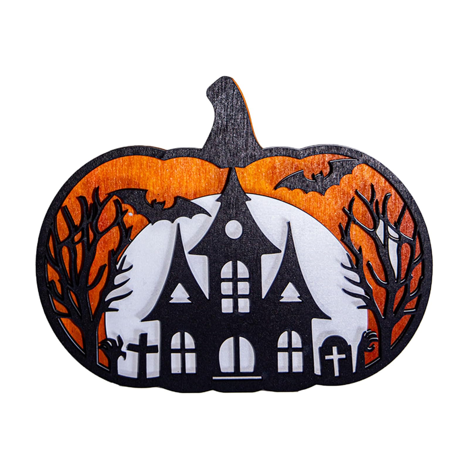 Tsophreniq D User Friendly Wooden Halloweens Ecorations Specter Pumpkins Ornament For Oor Wall Parties With 4 Styles Option Halloweens Pumpkins Specter Ornament
