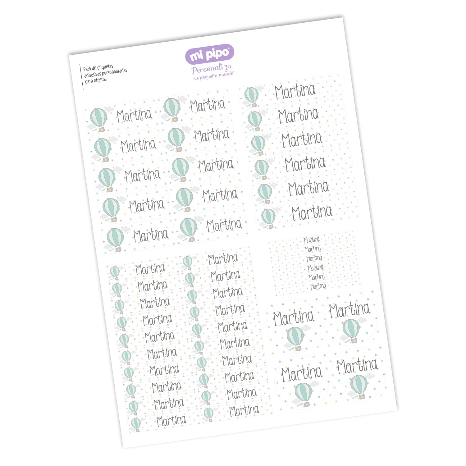 Pack Guarderia Personalizado - Globo Azul | Pack Vuelta al Cole Primaria con Todo lo Necesario | Personalizado con Nombre, Cómodo, 1-2 Años, Fácil de Lavar | Ideal para Guardería, Colegio