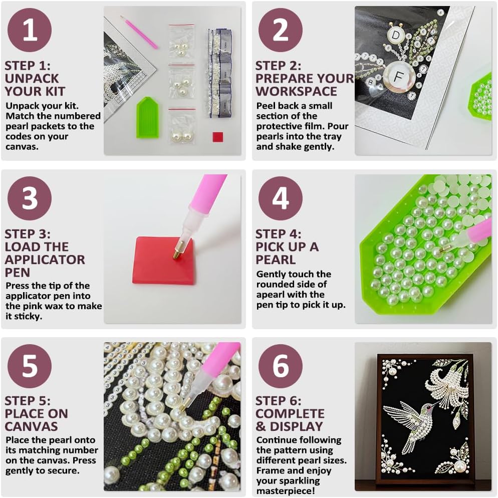 NICRBI 5D DIY Pearl Painting Kit for Adults Woman, Pearl & Diamond Art Painting Special Shape Rhinestones, Relaxing 3D Relief Art Craft Home Wall Decor Gift, 12 × 12 Inch/30 * 30cm