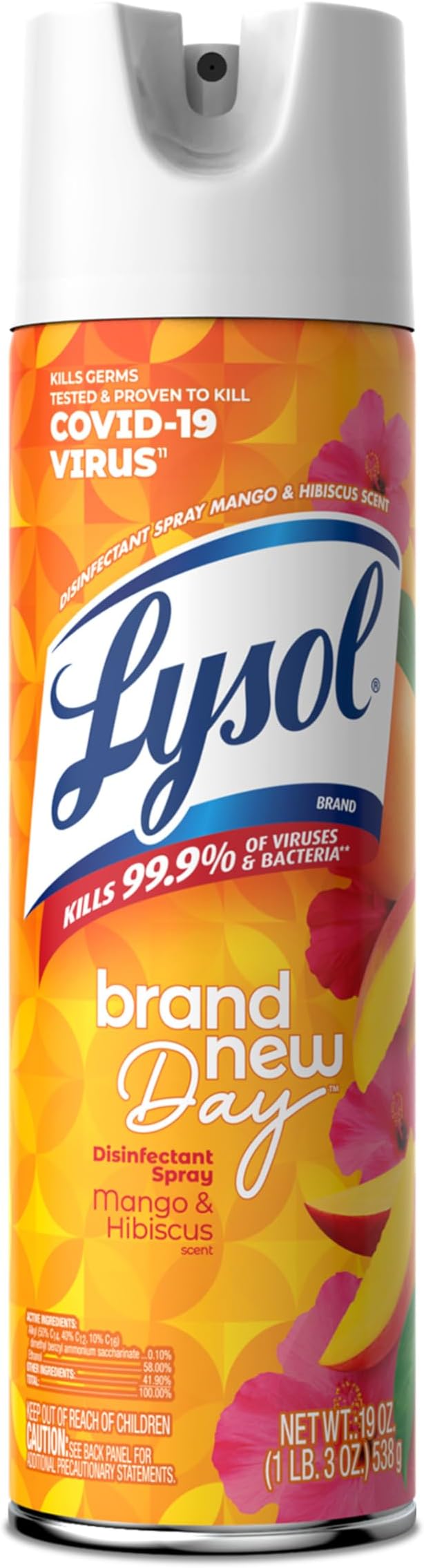 Disinfectant Spray, Sanitizing and Antibacterial Spray, For Disinfecting and Deodorizing, Mango & Hibiscus Scent, 19 Fl Oz