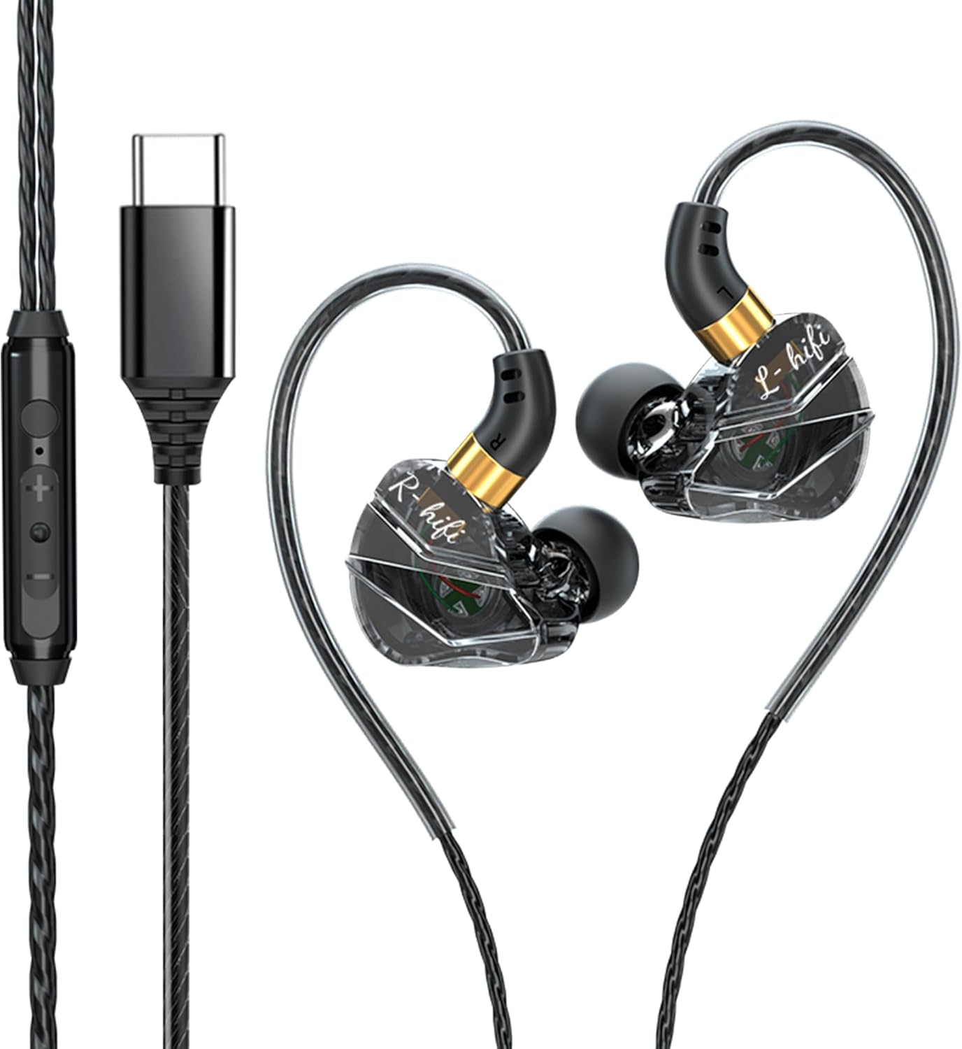 KASOTT in Ear Gaming Earbuds with mic, Deep Bass, in-Line Volume Control, Type-C Version, Noise Isolating Fit for Samsung Galaxy S24 S23, Xbox,PC, Phone, Switch, PS5 (Black, USB-C)