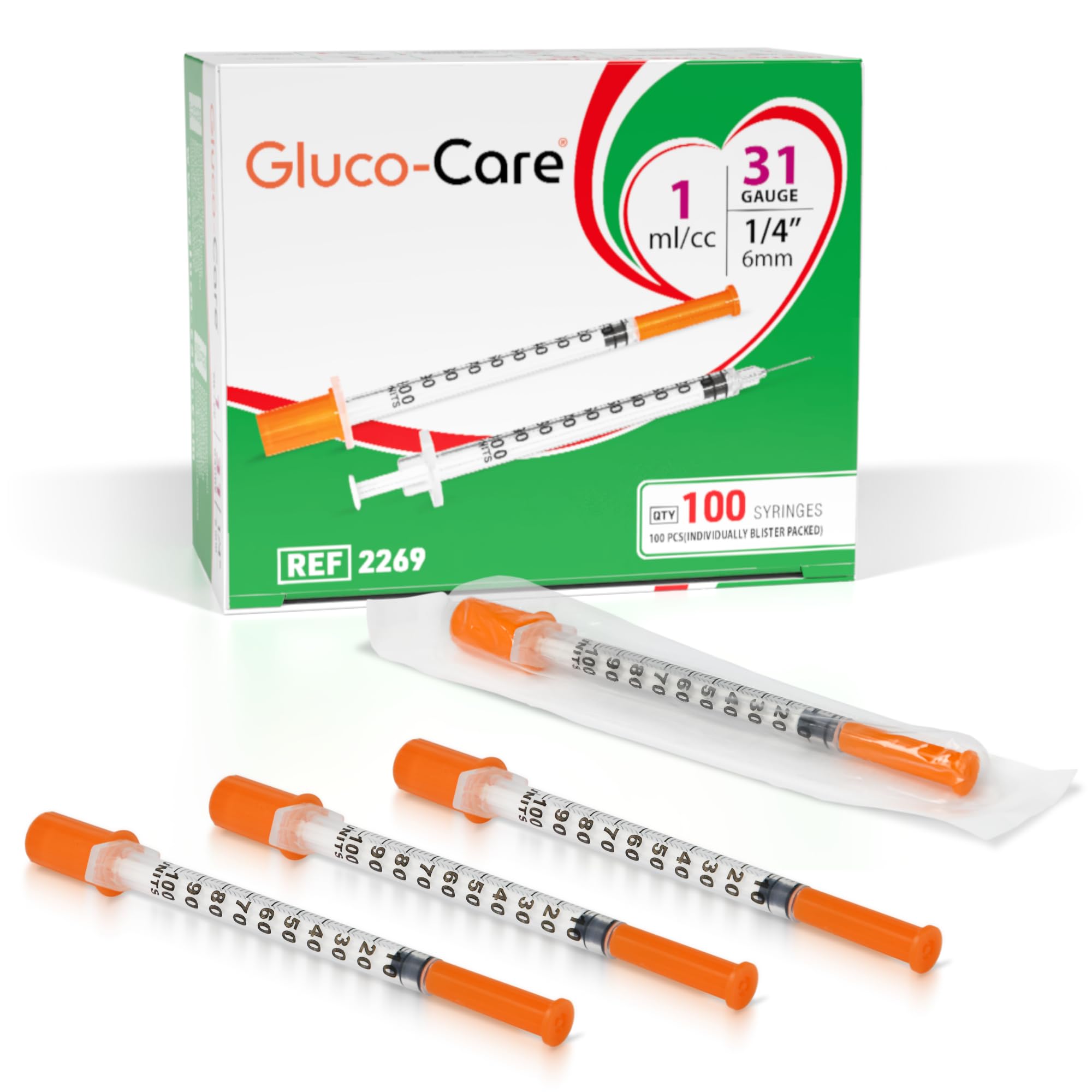 GLUCO-CARE 1ml /cc Syringes 31G x 5/16’’ (8mm), Orange Cap, Box of 50 pcs — Amazon image 19