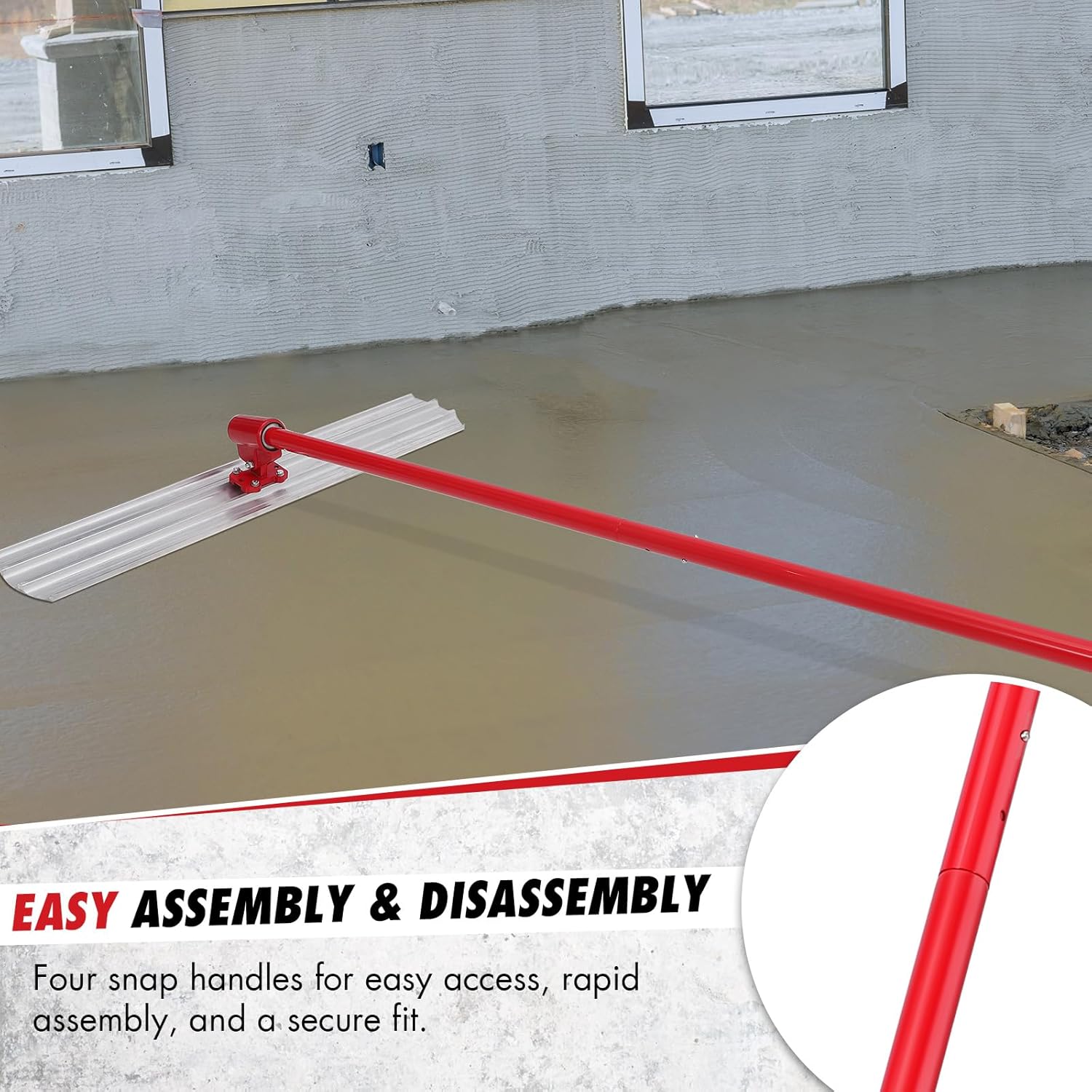 46"x8" Magnesium Bull Float for Concrete Finishing - Heavy-Duty Cement Smoothing Tool With Adjustable Handle Bracket