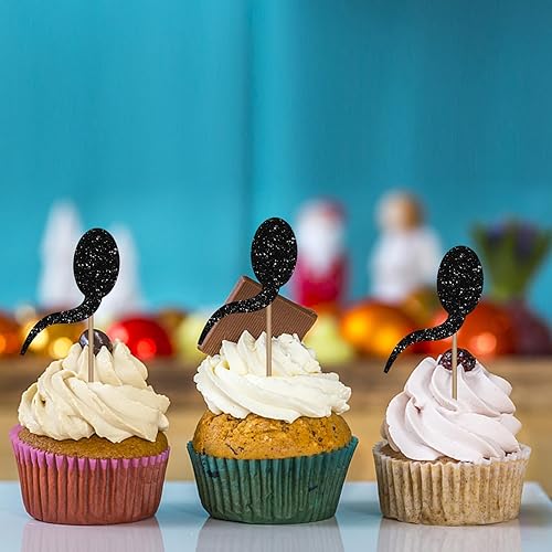 Miniatura 4 de 24 adornos para cupcakes de esperma, decoración de fiesta de noche de soltera, palillos sexys de comida para despedida de soltera, decoración de