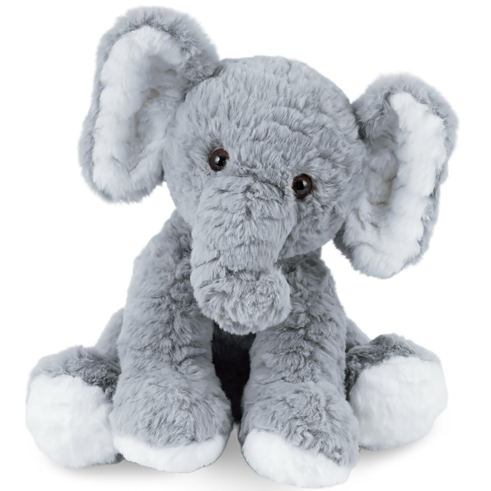 Mikee Fluffie Elephant Stuffed Animals Soft Plush Toy for Baby Girls Boys,12" Grey Soft Small Stuffed Elephant Huggable Gifts for Birthday