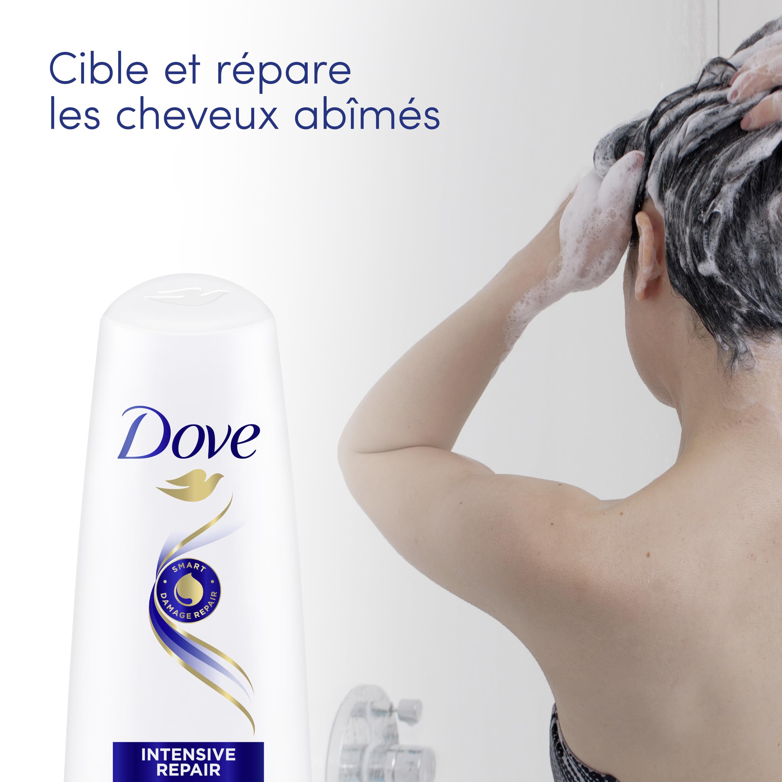 DOVE - Shampooing Réparation Intense - Nourrit les cheveux abîmés - Renforce les cheveux et aide à la réparation (lot de 6x250ml)